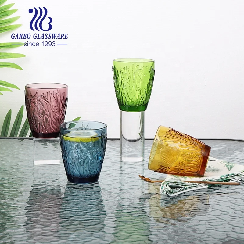 Garbo New Design Hot Selling Products Deep Solid Blue Color Glassware Solid Colored Egg Shape Water Drinking Glass Cup