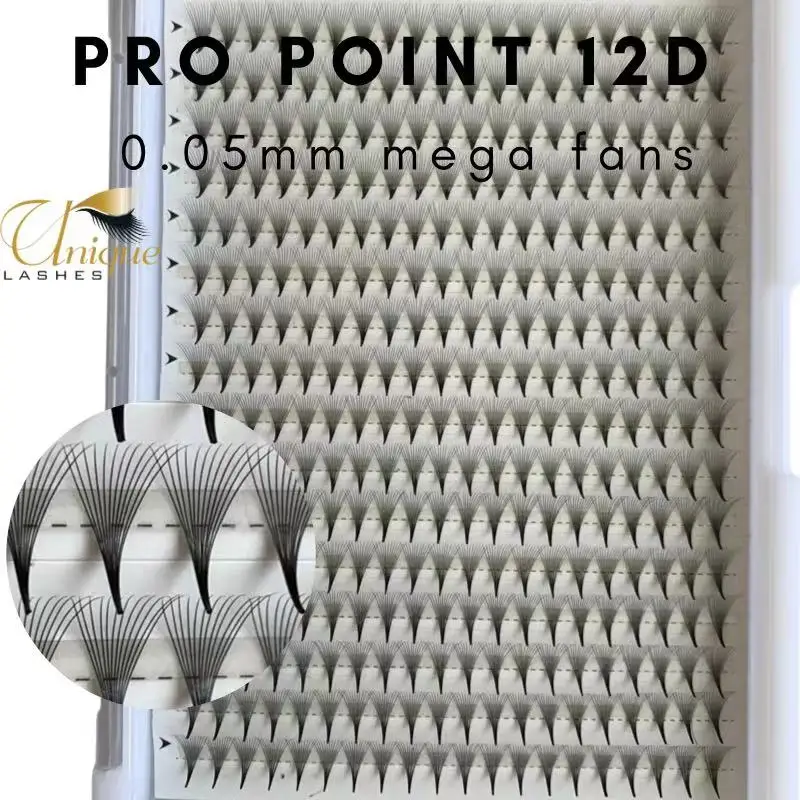 Wholesale High Quality Ultra Dark Premade Volume Fans Thin Base Eyelashes 10D 12D 14D 16D 20D