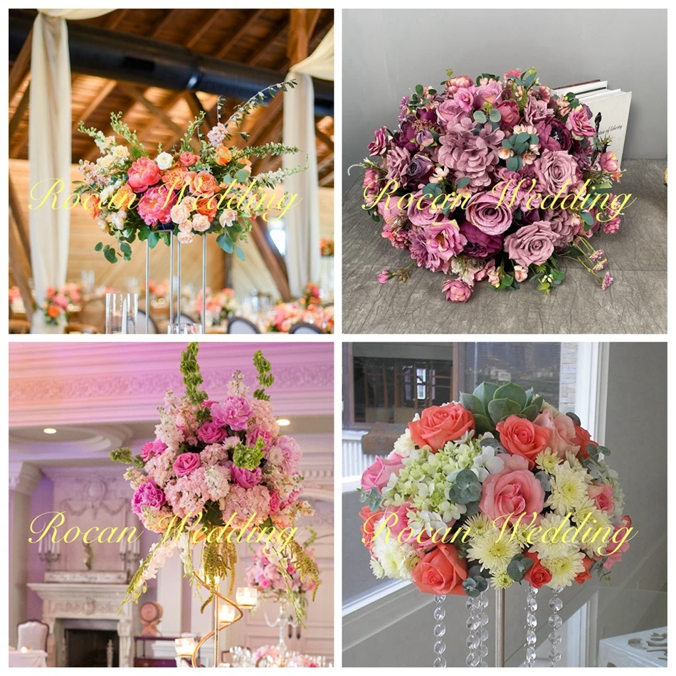 Artificial Rose Bouquet Artificial Silk Roses Flower Balls For Wedding Centerpieces Dark Purple Gothic Moody Vintage Flowerball