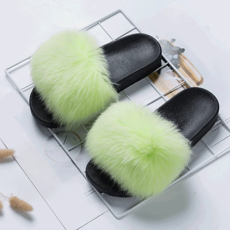 
 Шлепанцы женские из натурального меха, уличные тапочки с мягким мехом енота, сланцы, натуральный Лисий мех, оптовая цена, быстрая доставка  