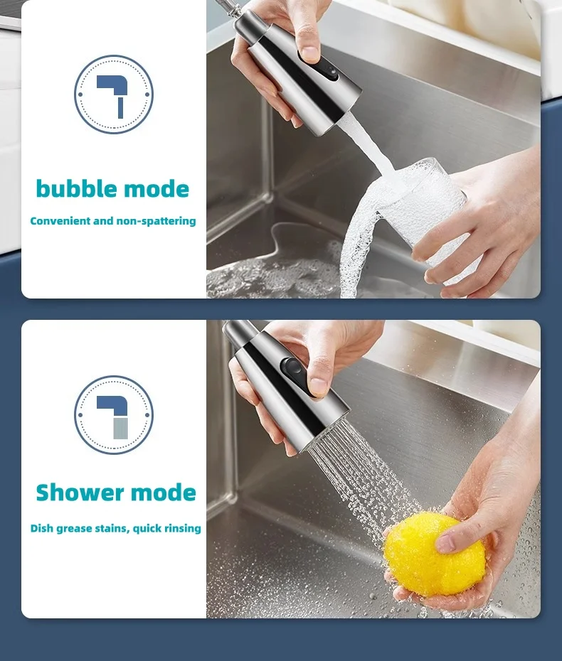 304 Stainless Steel Kitchen Taps Faucet Pull-Out Retractable Sink Faucet