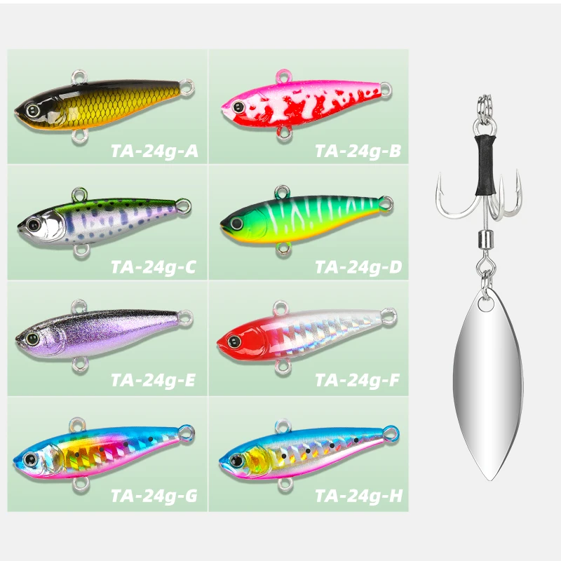TSURINOYA Metal Spinner Bait Fishing Lure 24g 43mm TA Spoon Jig Head VIB Saltwater Sinking Seabass Mackerel Hard Bait