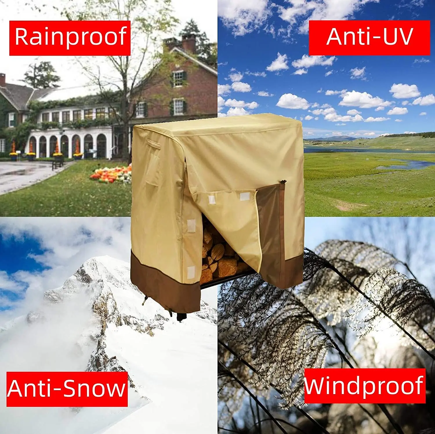 Firewood Rack Cover 8 Ft, Log Rack Cover, Heavy Duty and Water Resistant 600D Oxford All Weather Protection Firewood Cover