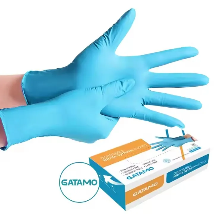 G3   Custom logo Kitchen Cleanroom Food Grade Blended Mixed Nitrile Gloves Powder Free Blue Disposable Synthetic Nitrile Gloves