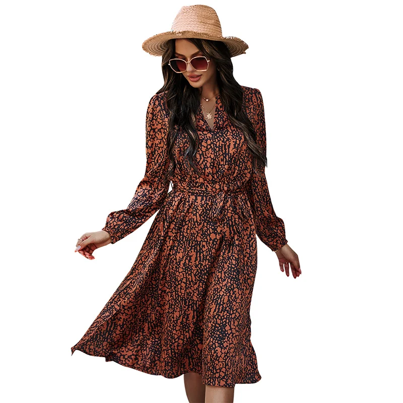 Suppliers Spring Women 2020 Floral Print Korean Elegant High Waist Retro Dresses