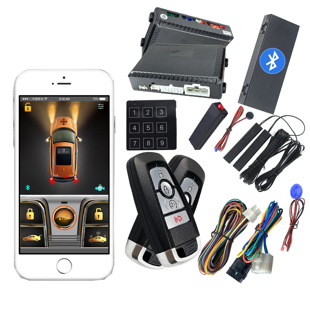 Smart Key Car Alarm Passwords Touch Key Pad Entry and Kit Passive Keyless Entry Remote Start Immobilizer  Box Universal
