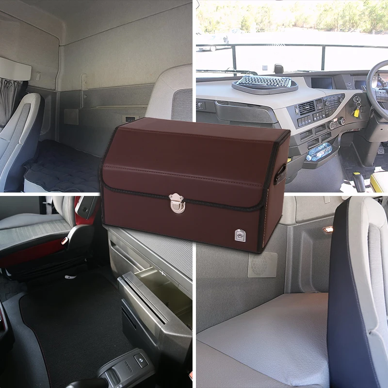Customized Detachable Folding Leather truck trailers  Car Storage organizer box for Sitrak Volvo MAN KAMAZ DAF
