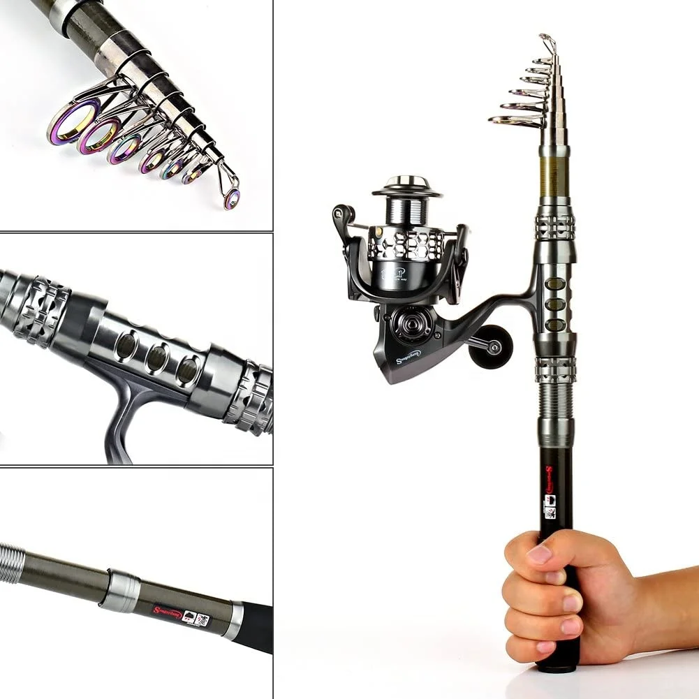Spinning Fishing Rod and Reel Combos Portable Telescopic Fishing Pole Spinning reels