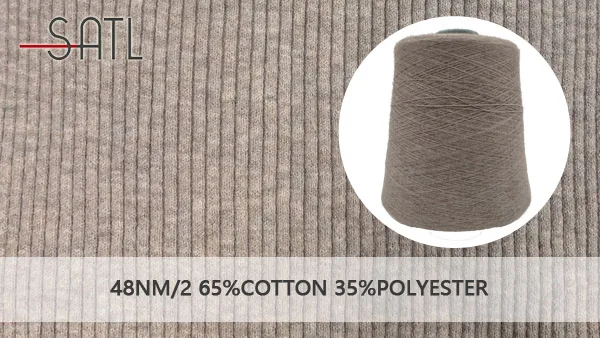 Factory Wholesale 48NM/2 65% Cotton 35% Polyester Blended Core Spun Yarn For Knitting With Good Elasticity