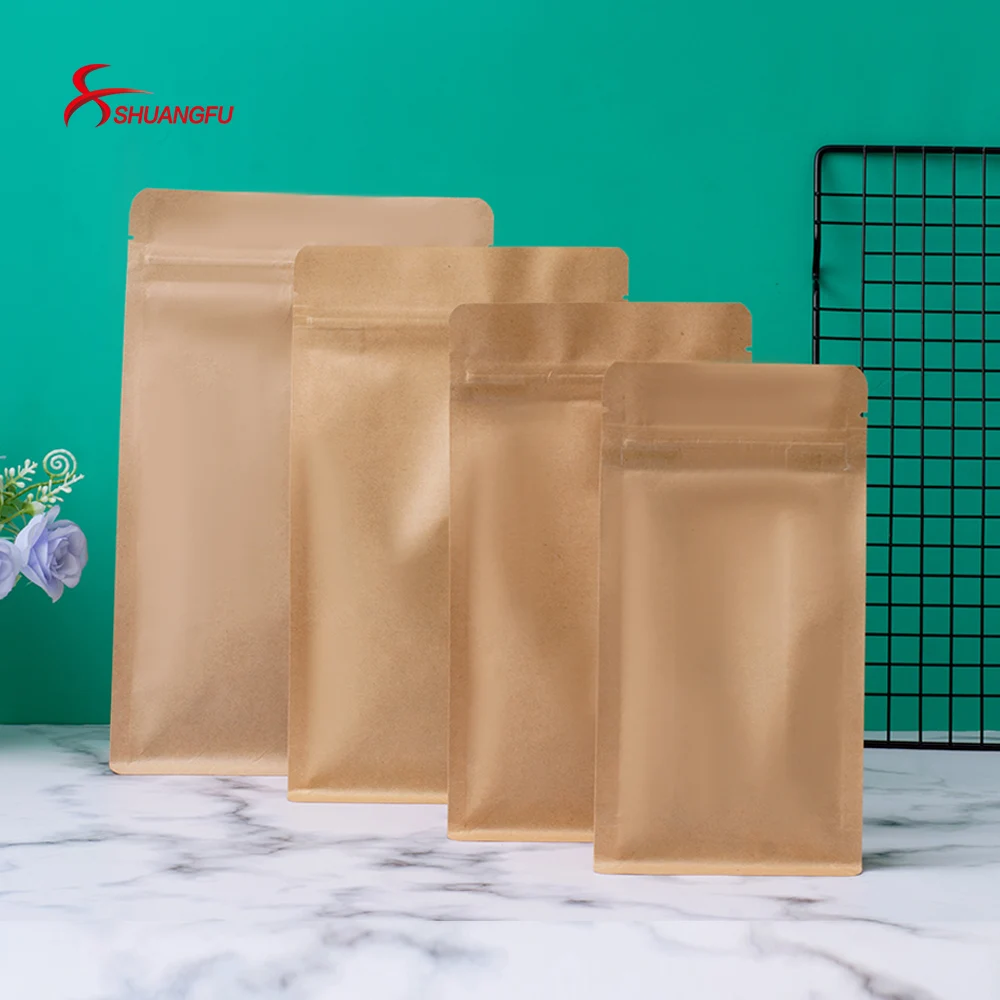 China Eco Friendly Wide Bottom Kraft Paper Bag For Maize Flour