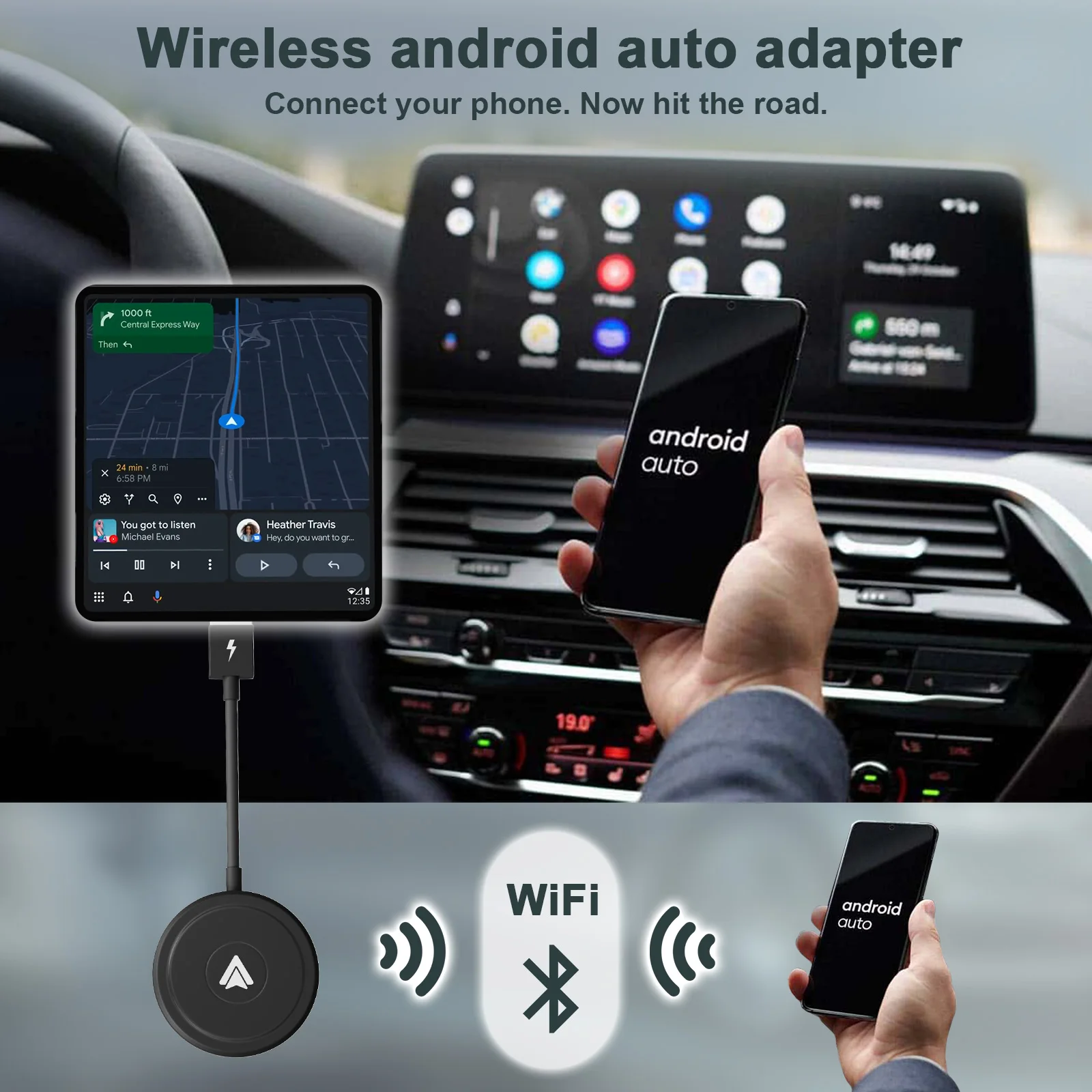 Exploter Wireless Android Auto Adapter Convert Car Factory Wired Android Auto to wireless USB Android Auto AA adapter dongle