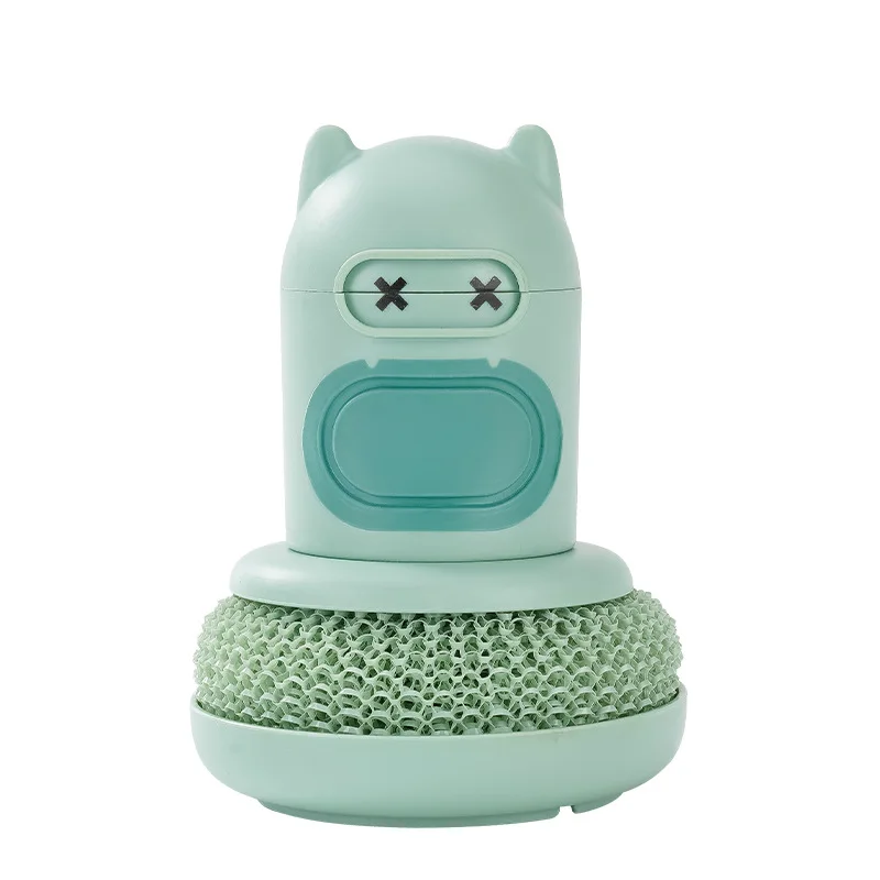 Kitchen Cartoon Press type Brush Creative Automatic Liquid Adding Pot Cute Brush Tool Cleaning and Stain Removal PPball