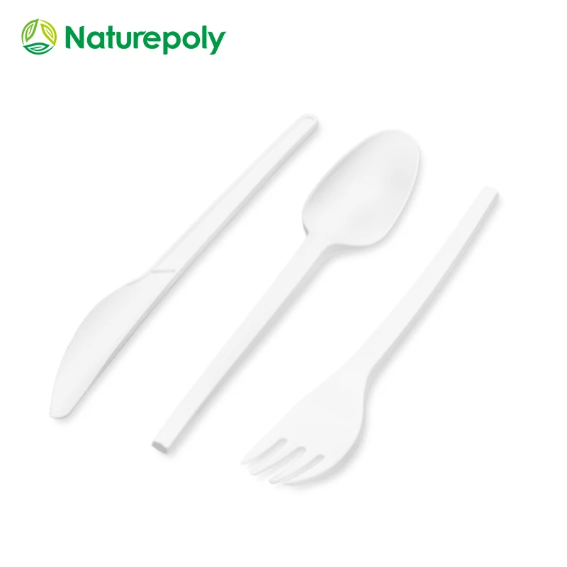 Customized Individual Wrapped Eco Friendly Disposable Utensil Kit Sets Biodegradable Plastic Knife Fork Spoon Cutlery Set