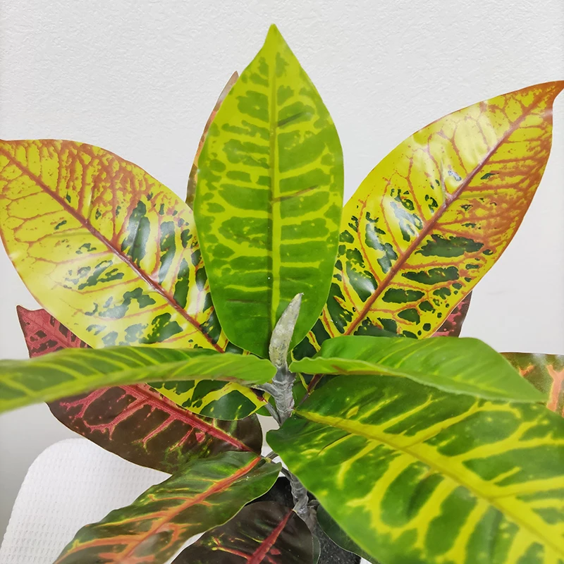 Mini Plant Real Touch Artificial Croton Plant Potted Table Natural Artificial Tree Fiddle Leaf Fig Plant