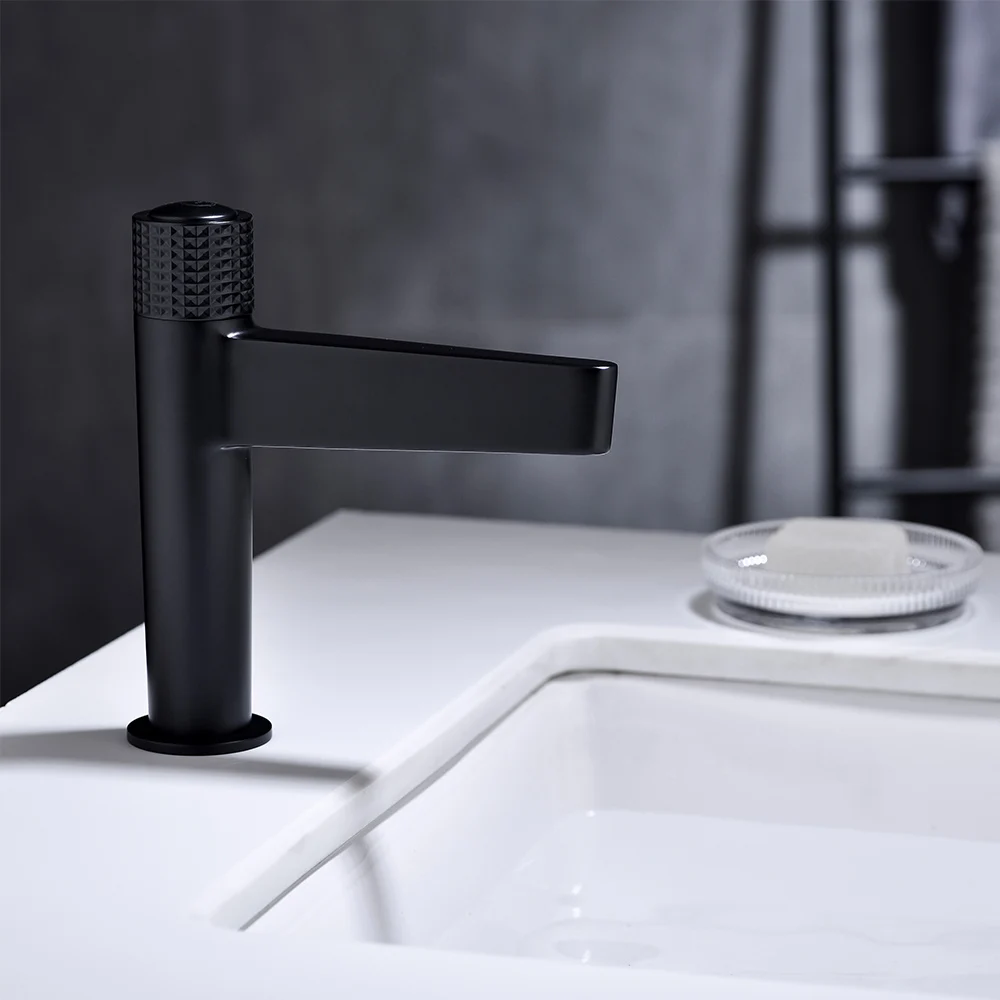 Unique Bathroom Toilet Deck Mounted Black Push Button Cartridge Tap Water Saving Sink Mixer Basin Faucet