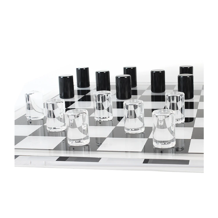 Backgammon Chess Set for Adults and Kids International Chess 3D Lucite Acrylic Luxury  Chess Game Board Set Tic Tac Toe Pieces