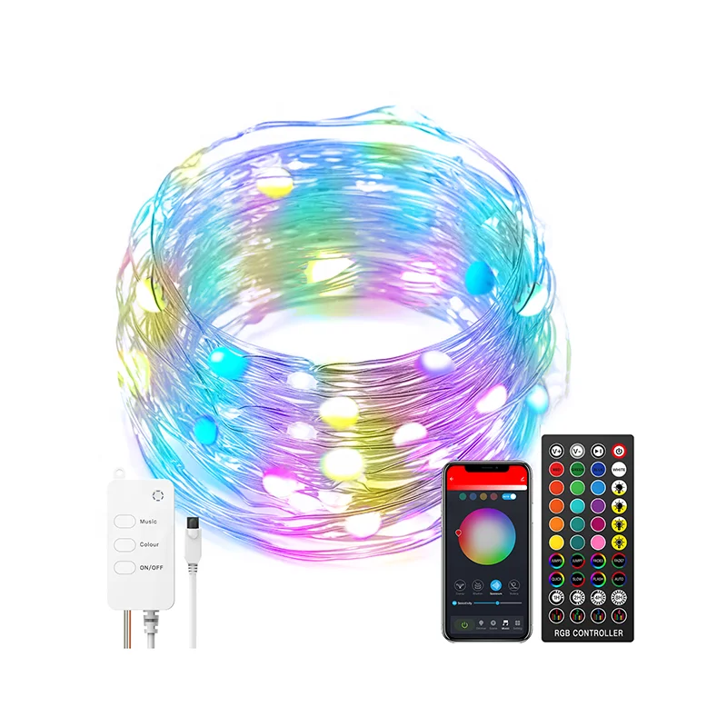 Рождественские декоративные светодиодные гирлянды Tuya WiFi и BL RGB IP65 водонепроницаемые для помещений