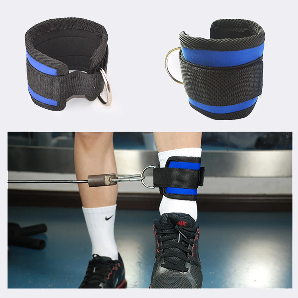 Adjustable Padded Ankle Wrist Cuffs Double Ring Customized Fitness Weightlifting Neoprene Weight Ankle Straps for Cable Machines