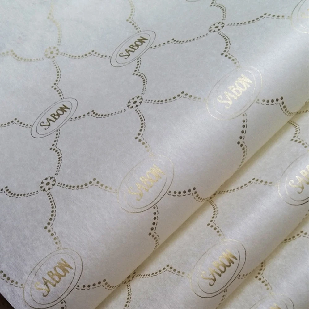 Custom Design Gold Foil Logo Tissue Paper Patterned Gift Wrapping Tissue Paper For Packaging