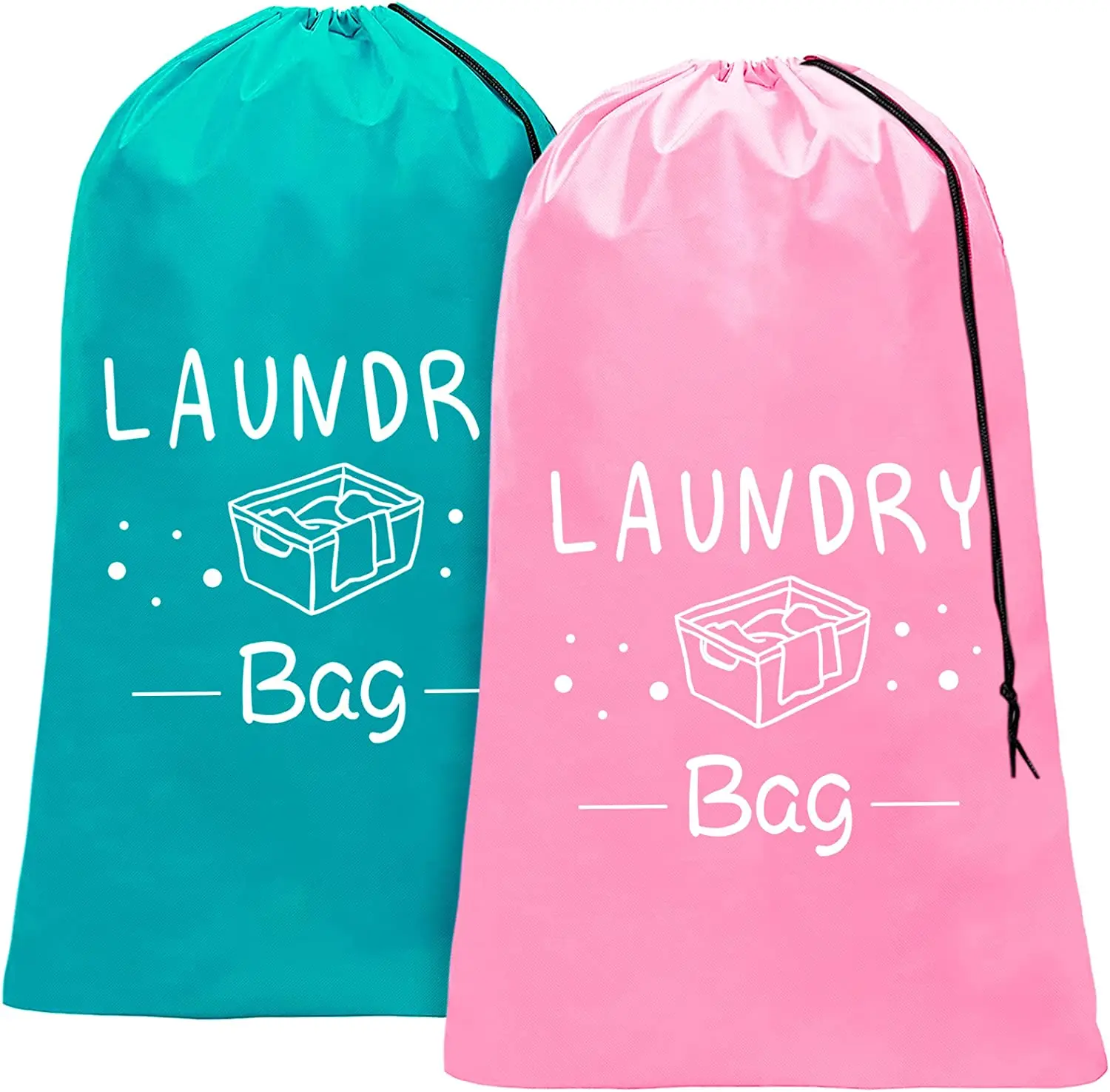 2 Pack XL Travel Laundry Bags Heavy Duty Dirty Clothes Organizer With Drawstring Durable Travel Organizer