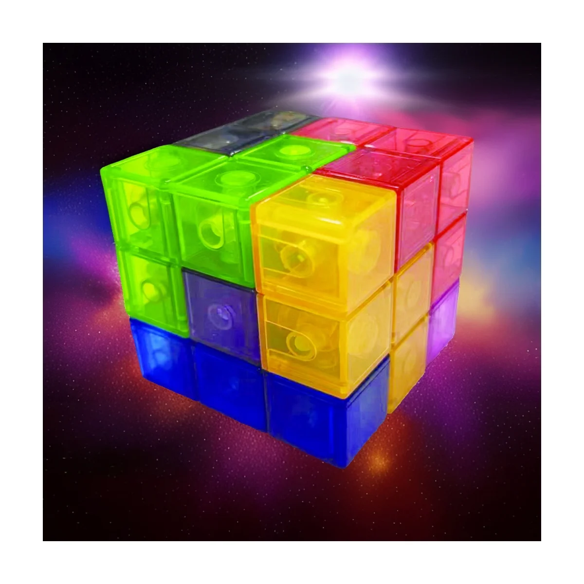 2024 Kids Magnetic Toys,Creative Plastic Magnetic Cube 3D Puzzle Toy, DIY Building Block Toy Shape Matching Educational Toys