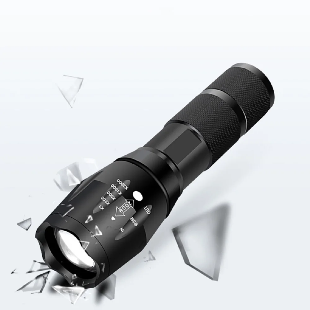 Waterproof rechargeable Black Aluminum Tactical Mini Flashlights Pocket Torch Light 10W Xml T6 Zoom Mini Led torch  Flashlight