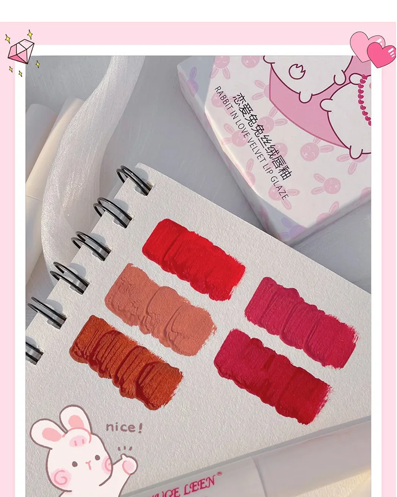 Mugeleen 5pcs/set Lip Gloss Kit Makeup Matte Lips Long Lasting Waterproof Velvet Liquid Lipstick Sexy Tint