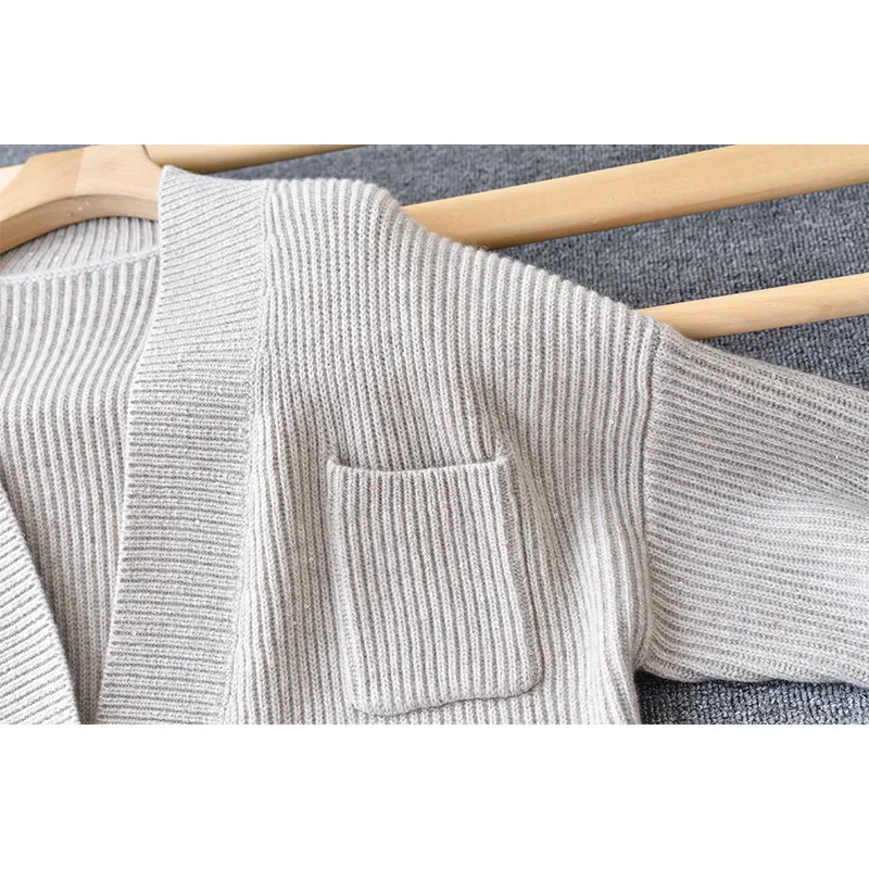 Design Women Cashmere Sweater Cardigan Plus Size Knit Long Pocket Coat