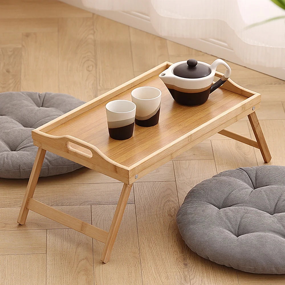 Personalised Wooden Stand Bed Laptop Foldable Desk Adjustable Bedside Bamboo Tray Table