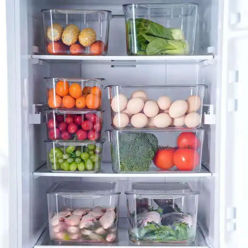 Freezer Food Storage Container Stackable Refrigerator Storage Boxes Food Saver Box With Lid To Keep Fruits Vegetables Meat