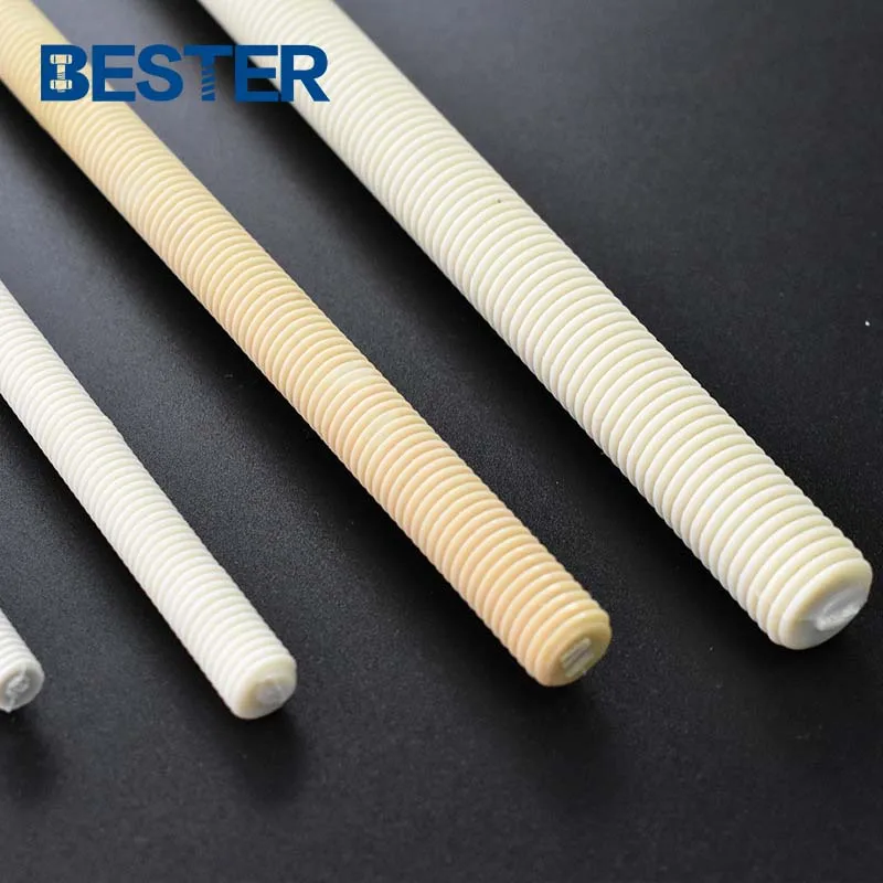 Factory low price DIN975 m9 white nylon pc plastic round threaded bar rod with fine thread