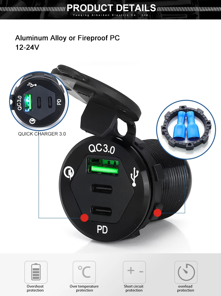 Universal Socket Digital Display Voltmeter Waterproof Voltage Meter Gauge LED for DC 12V-24V Car Motorcycle Marine Auto Truck 2