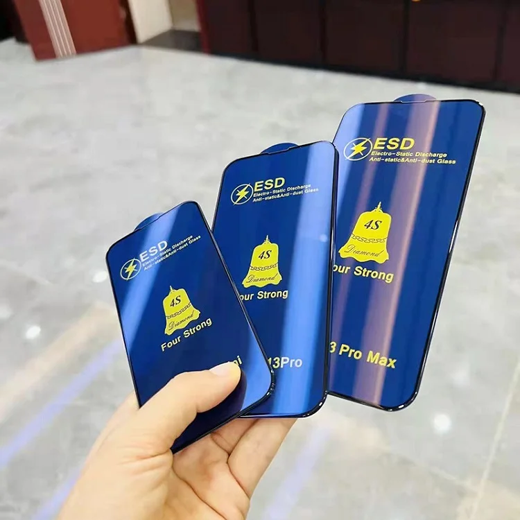 Four Strong ESD Anti-static Glass 9H 2.5D High Clear Tempered Glass Screen Protector For iPhone 13/Motorola/Samsung/Xiaomi