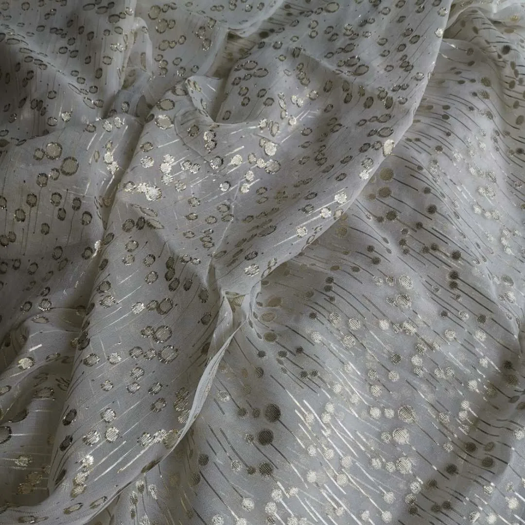 Элегантная ткань для платьев, шелковая, золотая, металлическая, шифоновая, жоржет, жаккардовая ткань