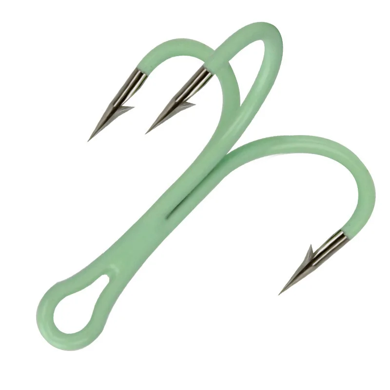 High Carbon Steel Treble Hooks with Barbs Wholesale Luminous Fishing Hooks for Saltwater Fish Octopus Tuna Catfish Bass Shark