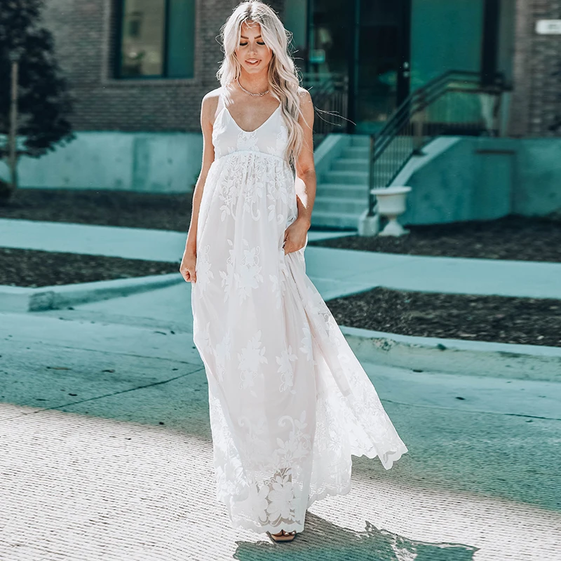 2022 Floral Crochet Lace Ruffled High Waist Ball Gown Modest Long Bridesmaid Bridal Dress Wedding Dresses