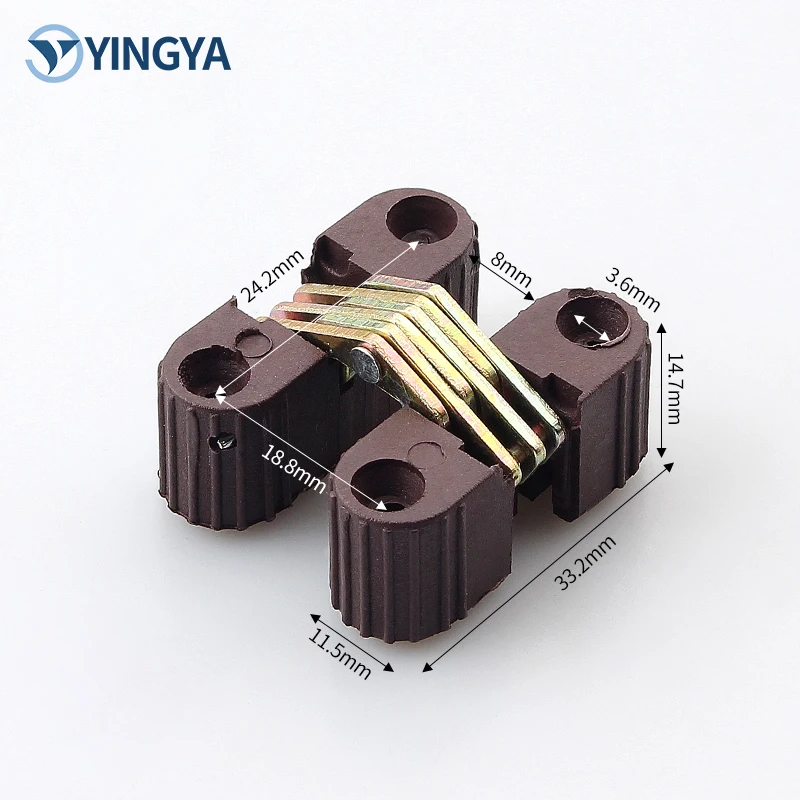 180 Degree Hinge Wooden Door Hinge with Steel Hardware Cross Concealed Hinge Made of Plastic for Furniture Use