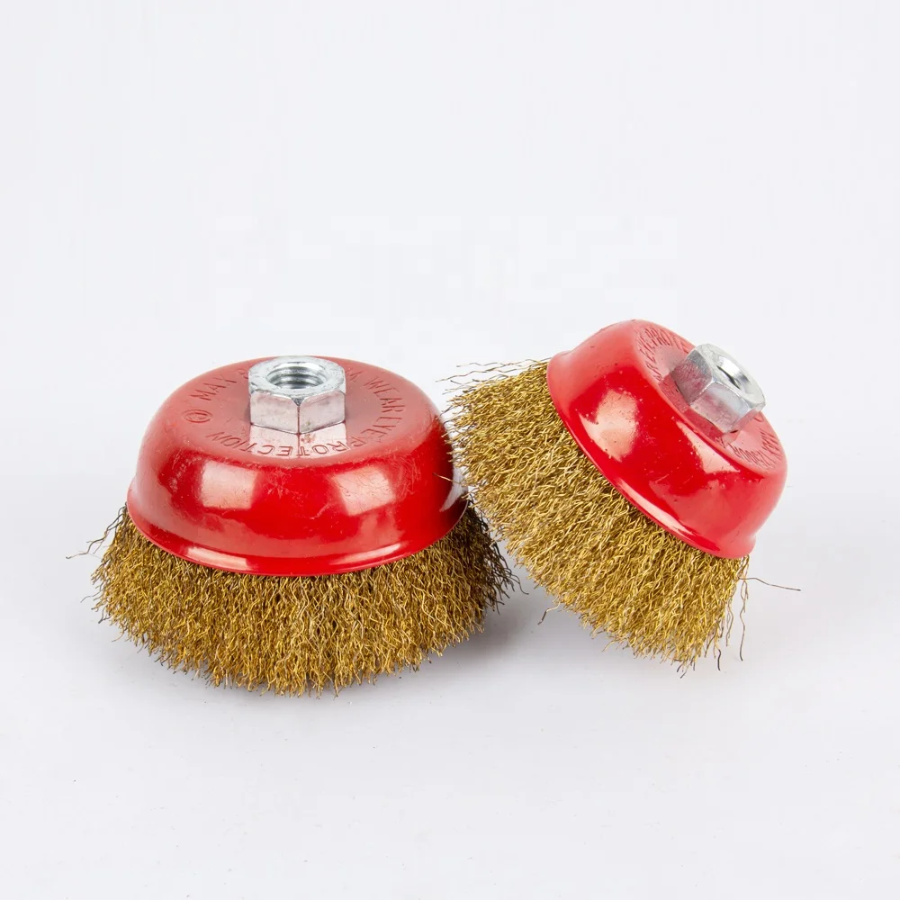 China Manufacturer steel wire yellow Bowl type 75/100 cup wire brush