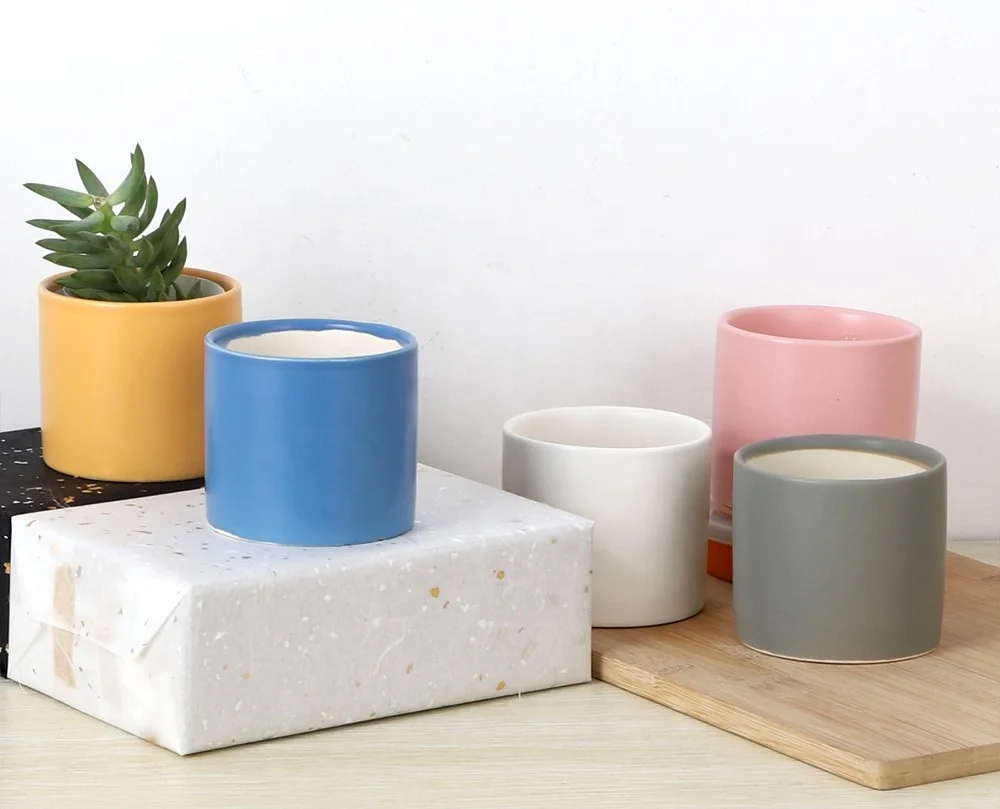 
Explosion Ceramic Flower Pot Mini Simple Succulent Flower Pot Creative Color Plant Container 