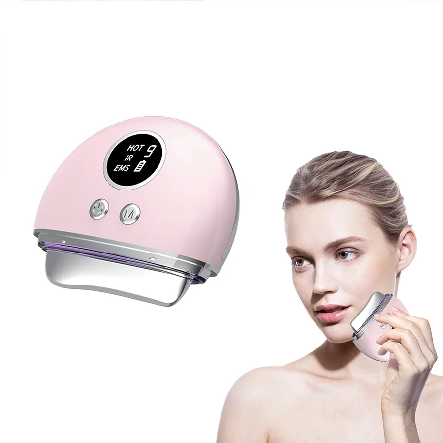 2024 New EMS Electric Guasha Body and Facial Tool 3-Color LED Red Light Therapy Skin Care Face Lifting Massager Device