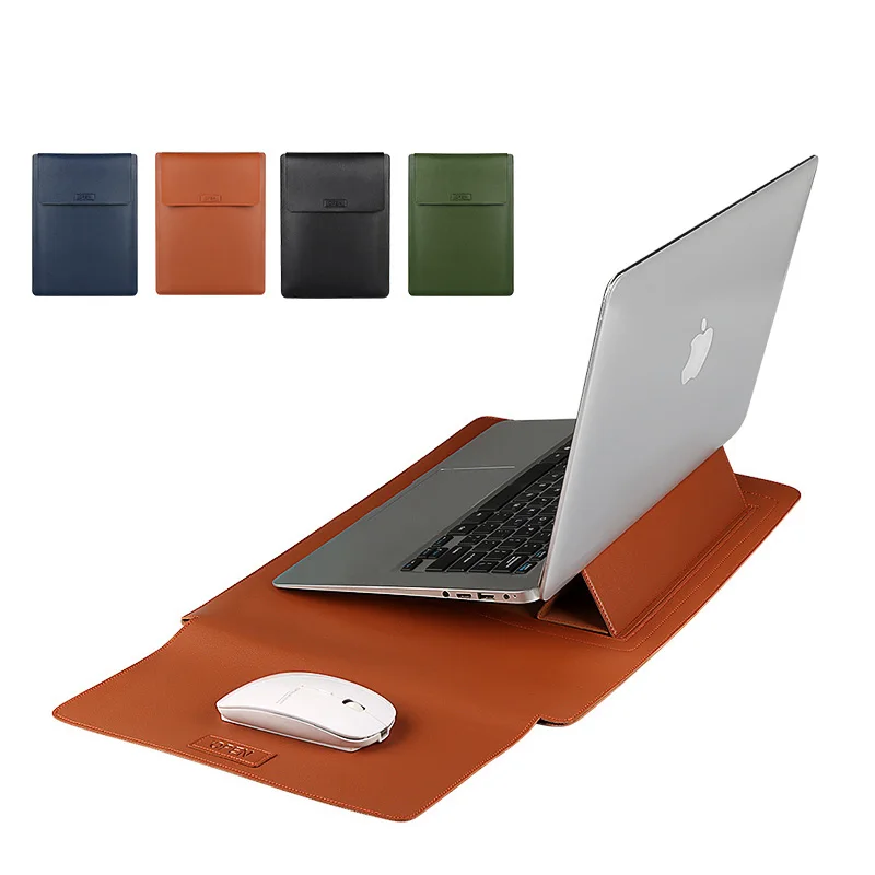 
Factory Wholesale PU Leather Soft Case Sleeve Laptop Bag for MacBook Air Pro Microsoft Surface Book iPad with Stand Function 