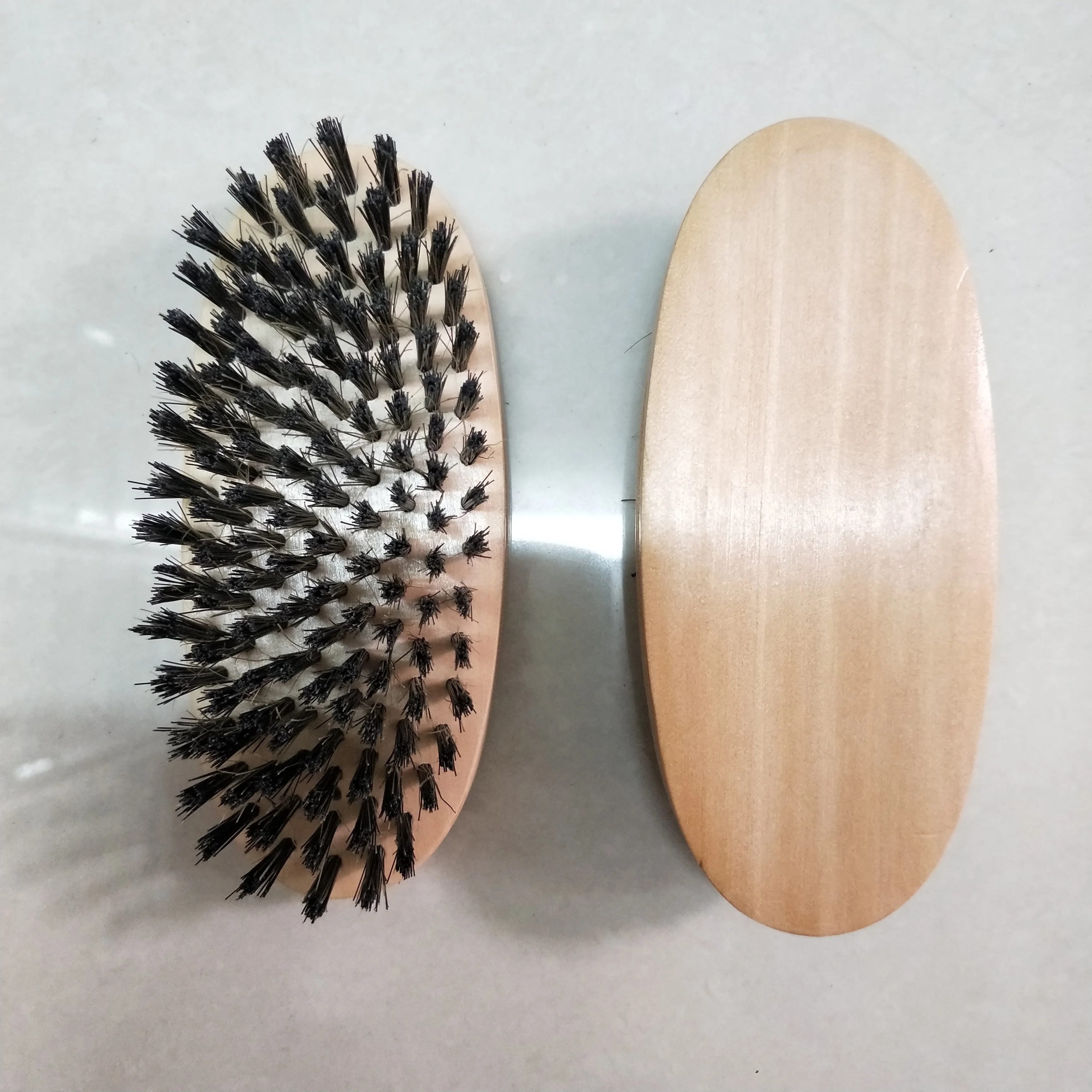 professional wood wave brush with firm or soft bristle laser logo for hair beauty style salon custom blister card massage