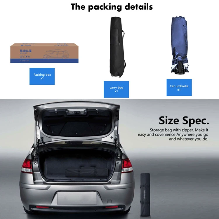 FEAMONT 4.8M car roof umbrella Semi Automatic Folded Portable Car Protection car umbrella sun shade