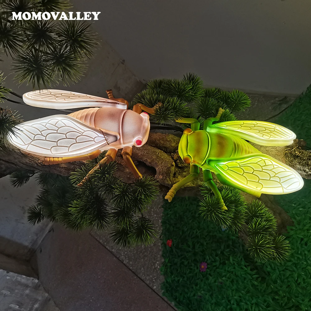 14W Halloween decorative lighting jin chan golden cicada custom insect light figurine For tree trunk or wall mounting