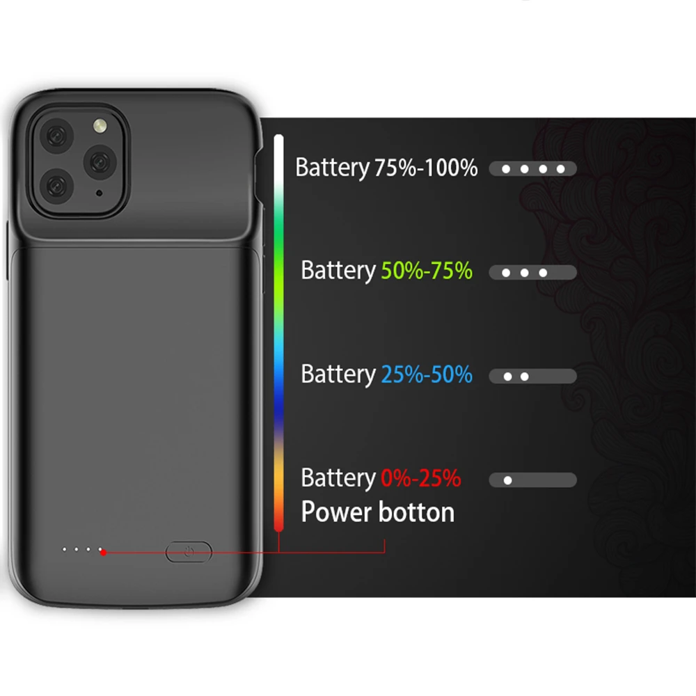  Чехол с внешним аккумулятором для iPhone 11 Pro 4800 мач чехол мягкий силиконовый телефона