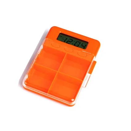Plastic Pill box Dispenser organizer Tablet Holder Container Capsule storage case with 4 compartments Sound alarm Timer Reminder