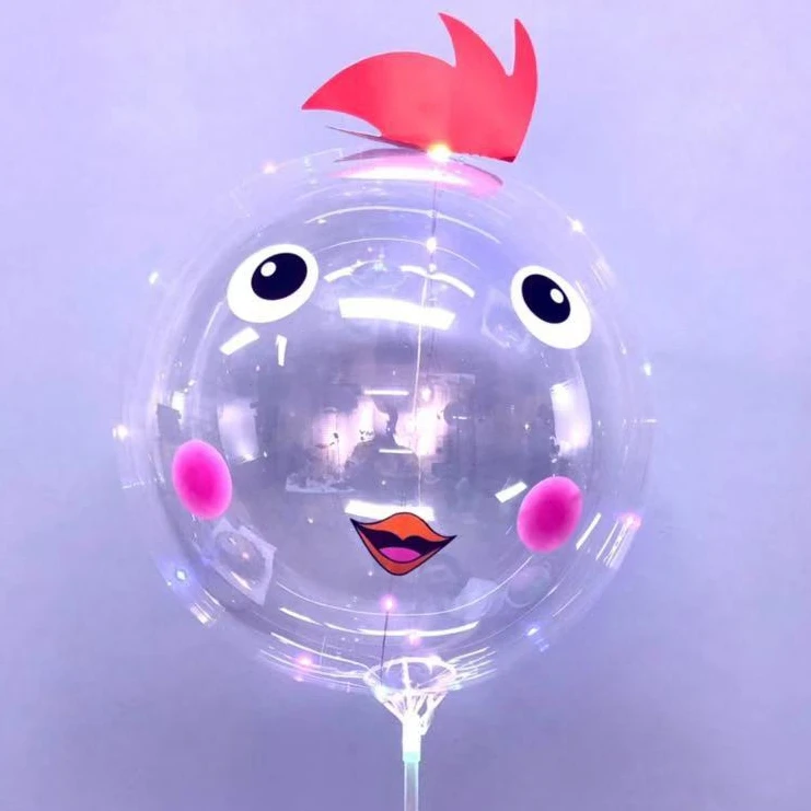 Unique Creative Gender Reveal Luminous Bobo Balloons with Stick Normal Air Helium Hydrogen Transparent Round or Customized Pvc
