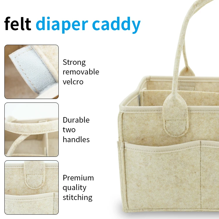 CPSIA Approved Felt Diaper Caddy Organizer Nursery Storage Bin for Boys and Girls Large Tote Bag and Car Organizer