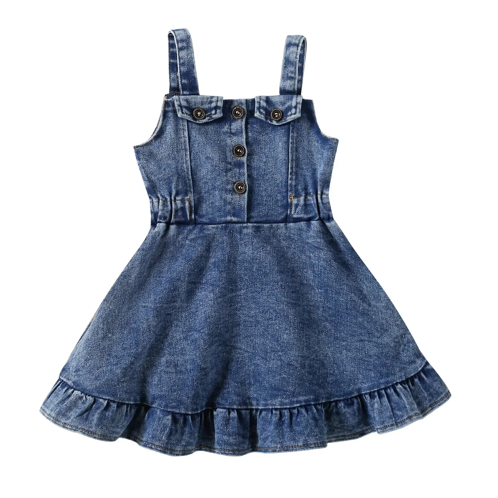 0-4Yrs Baby Girls Denim Dress Sleeveless Princess Fashion Style Dress Summer Toddler Infant Kids A-Line Clothing Outfits