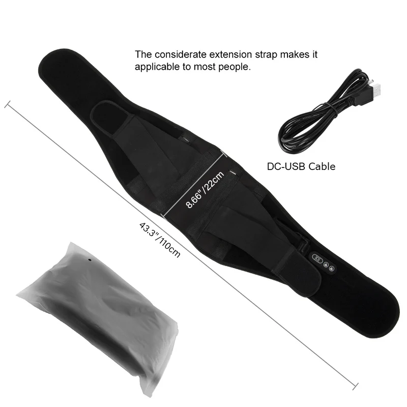 7.4V Waist Heating Pad with 3 Massage Settings Lumbar Spine Arthritis Lower Back Pain Relief Adult Belly Warmer Band